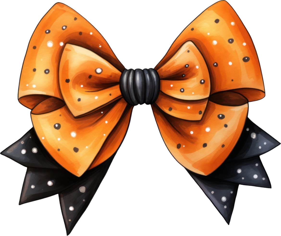 Halloween bow watercolor illustration. AI Generated png