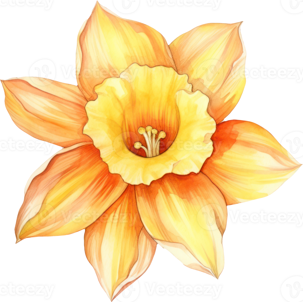Daffodil flower watercolor illustration. AI Generated 26976390 PNG
