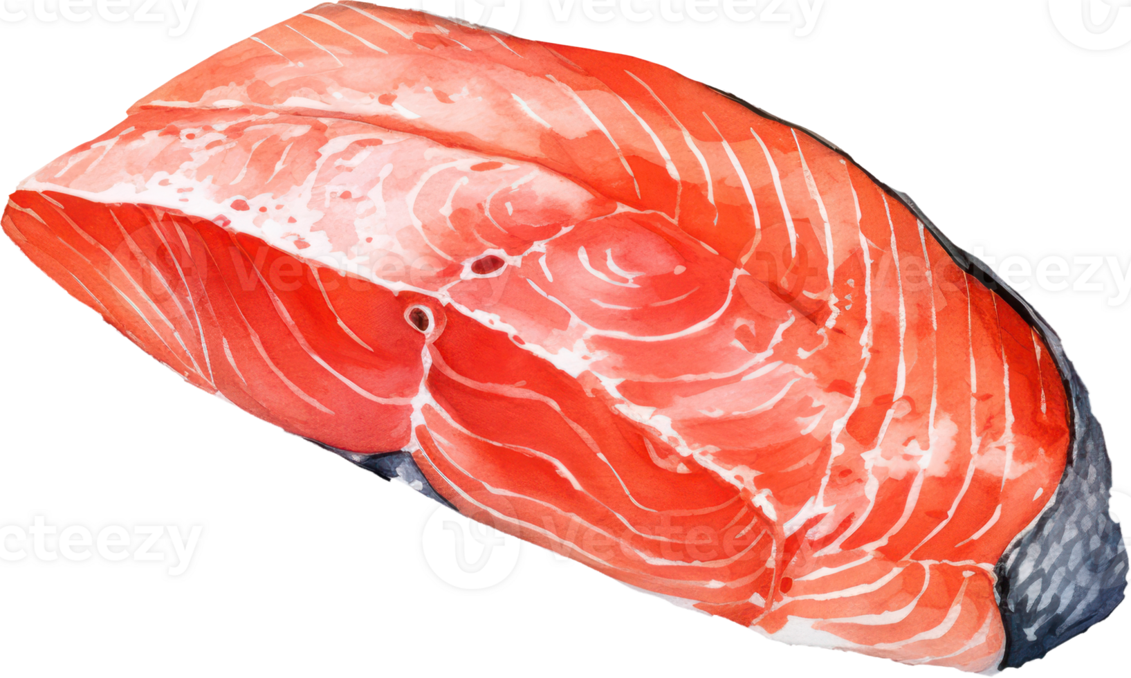 Sliced salmon watercolor illustration. AI Generated png