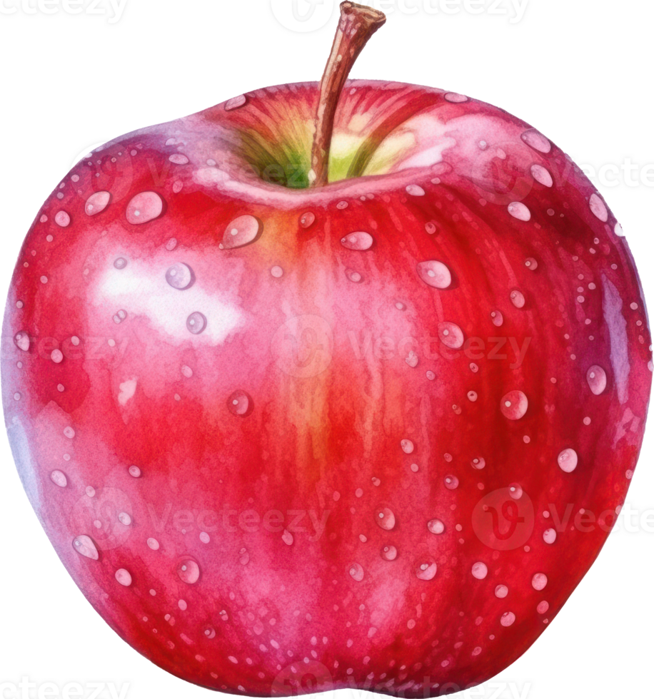 rouge Pomme aquarelle illustration. ai généré png