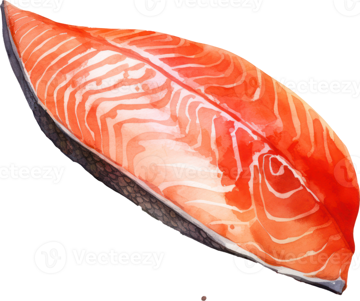 Sliced salmon watercolor illustration. AI Generated png