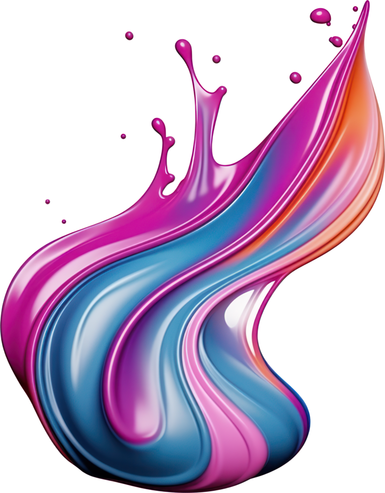 Abstract 3d colorful fluid shape. png