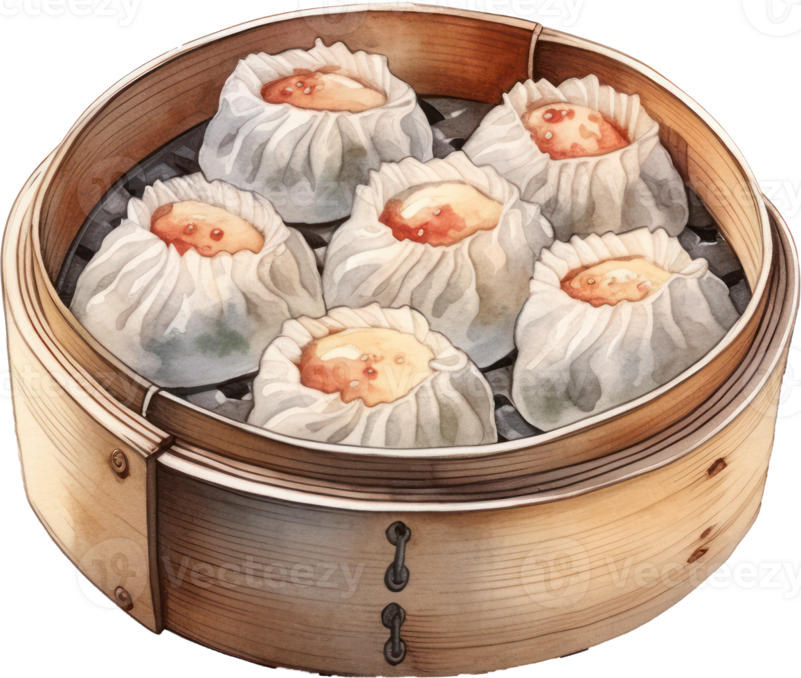 Dim sum watercolor illustration. AI Generated png
