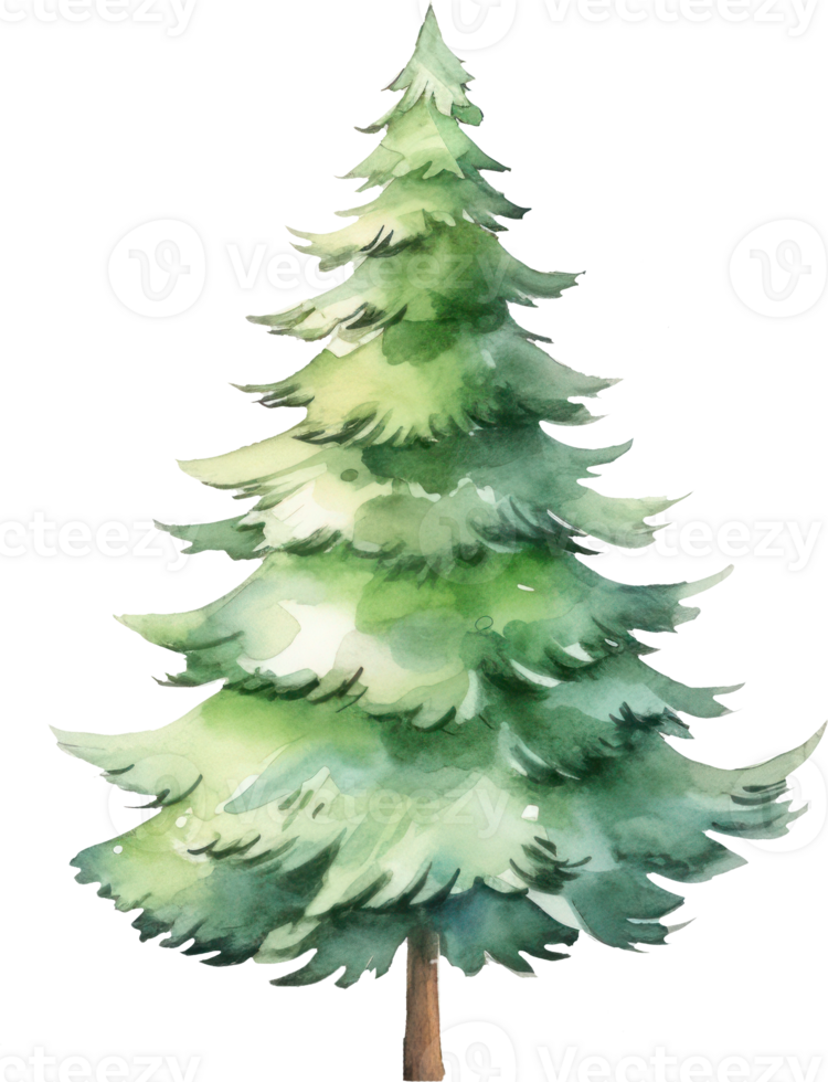 Christmas tree watercolor illustration. AI Generated png