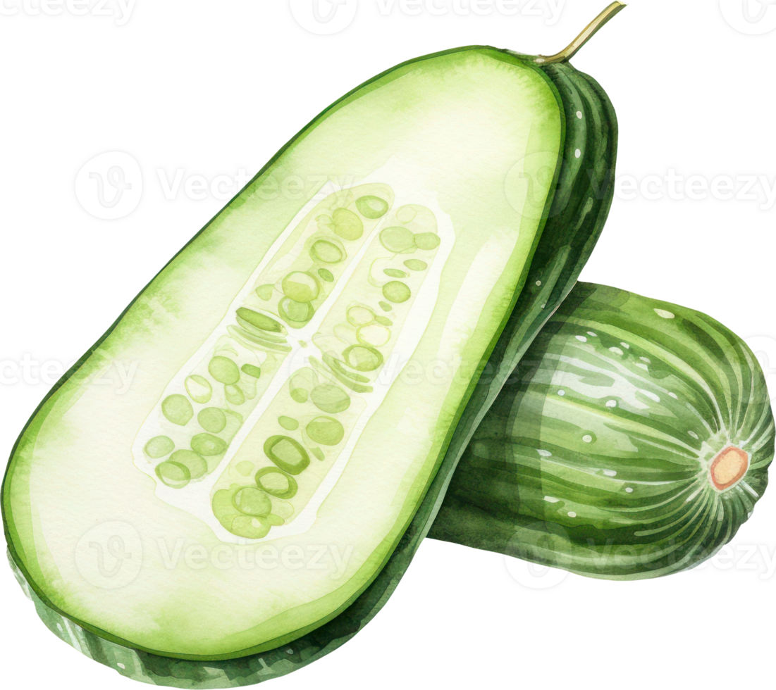 Cucumber watercolor illustration. AI Generated png
