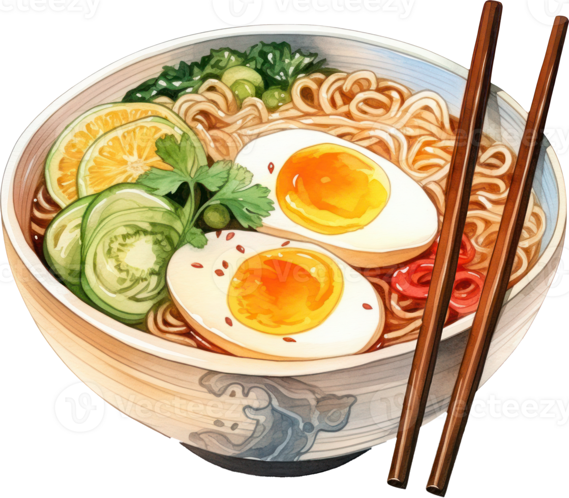 Watercolor ramen illustration. AI Generated 26976457 PNG