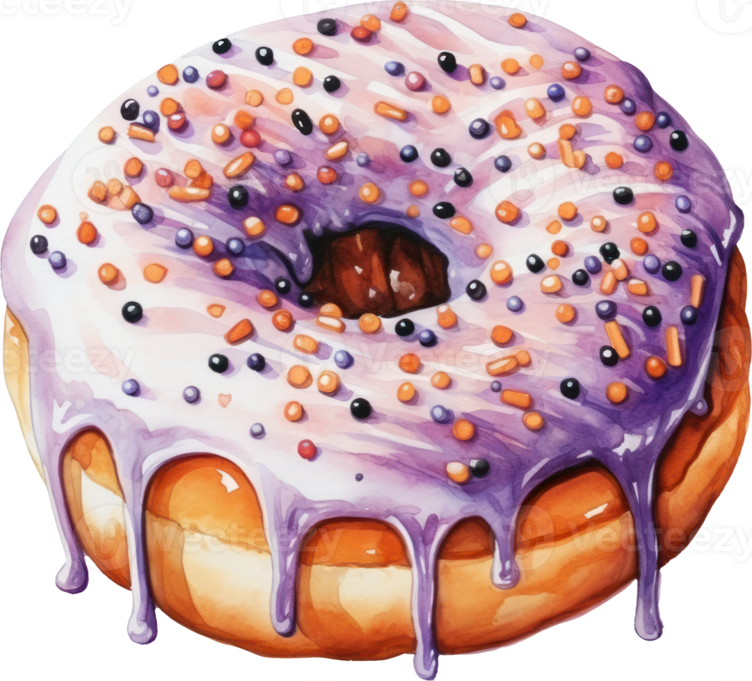 Halloween donut watercolor illustration. AI Generated png