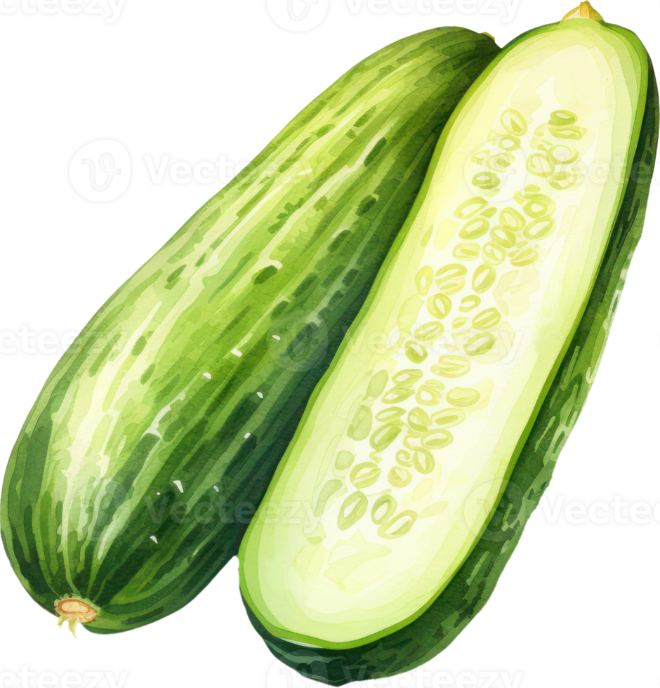 Cucumber watercolor illustration. AI Generated png