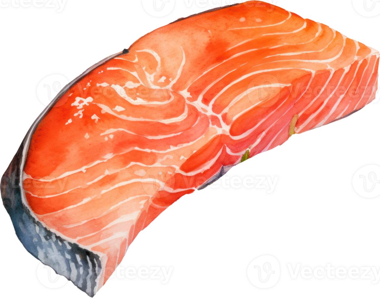 Sliced salmon watercolor illustration. AI Generated png