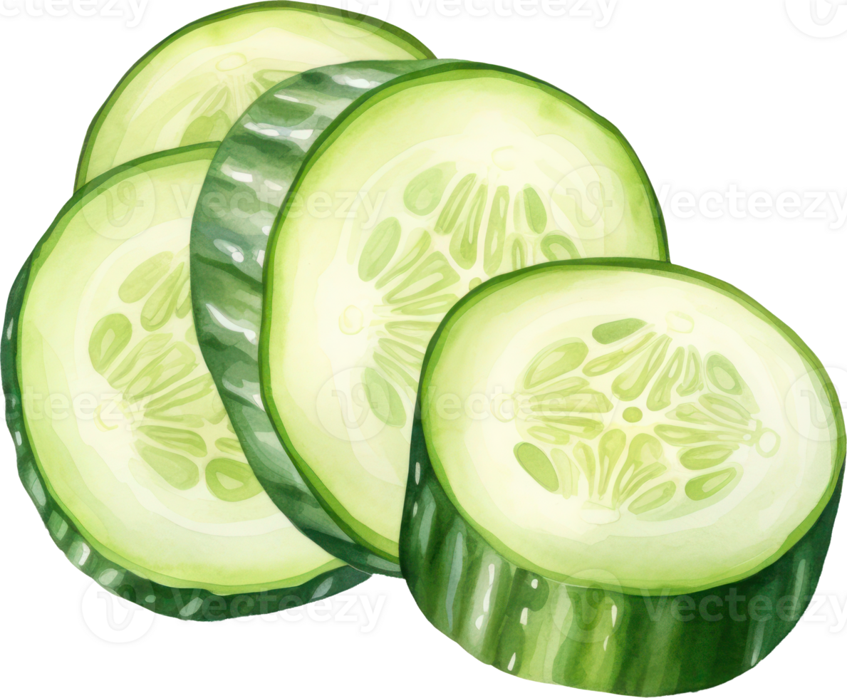Cucumber watercolor illustration. AI Generated png