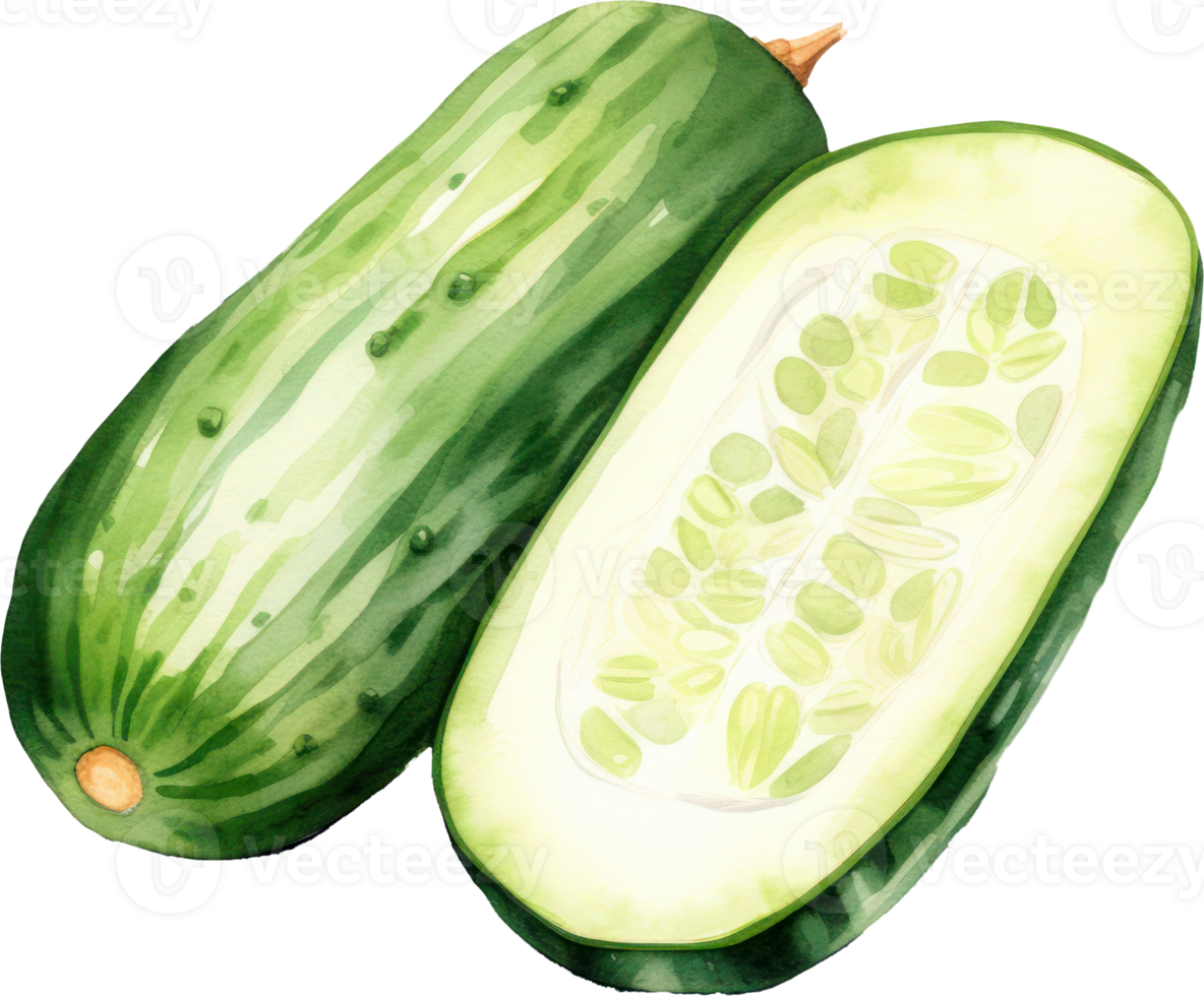 Cucumber watercolor illustration. AI Generated png