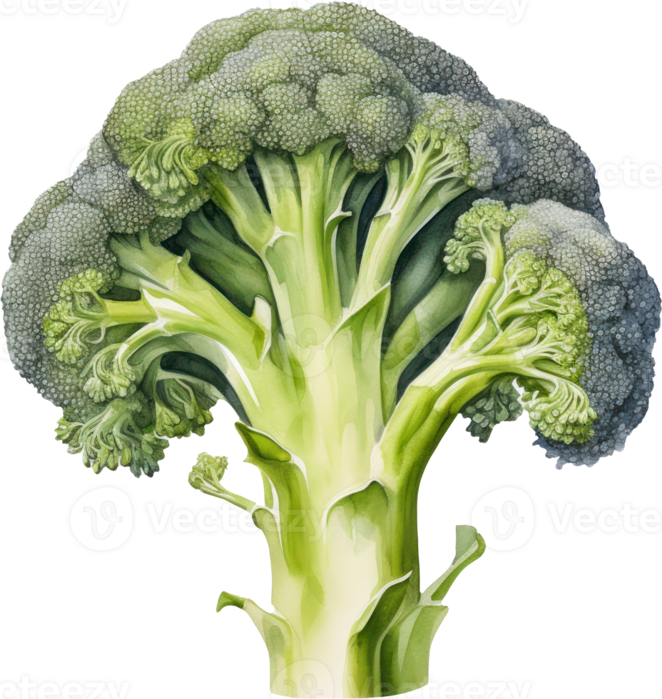 Broccoli watercolor illustration. AI Generated png