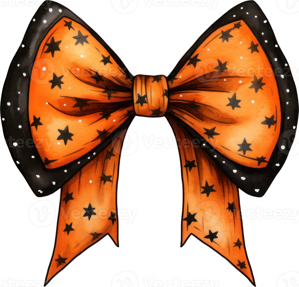 Halloween bow watercolor illustration. AI Generated png