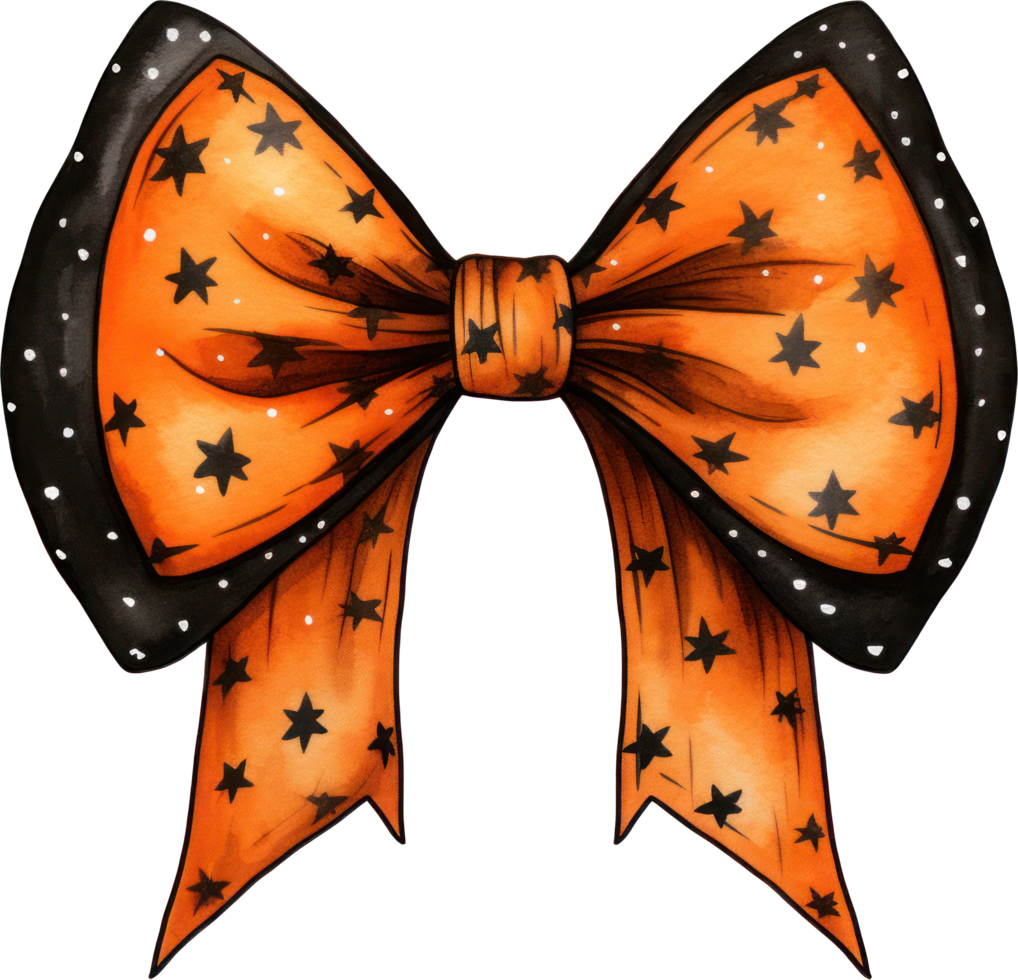 Halloween bow watercolor illustration. AI Generated png