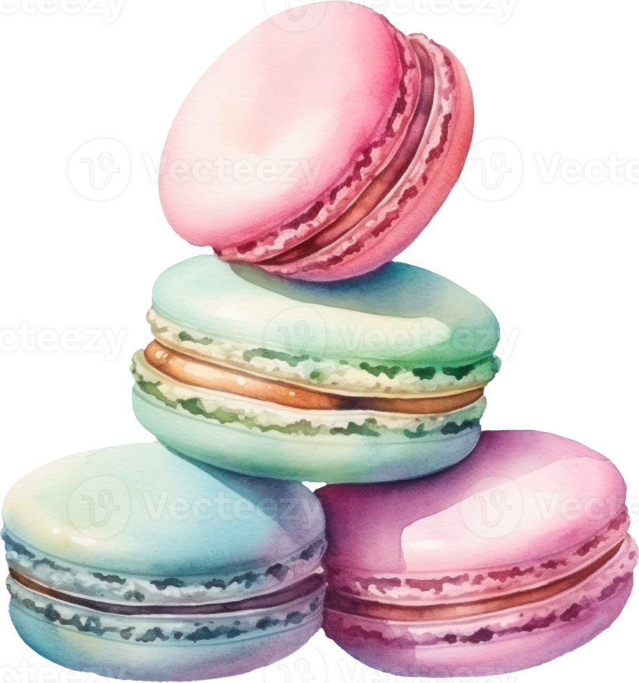 Macaron watercolor illustration. AI Generated png