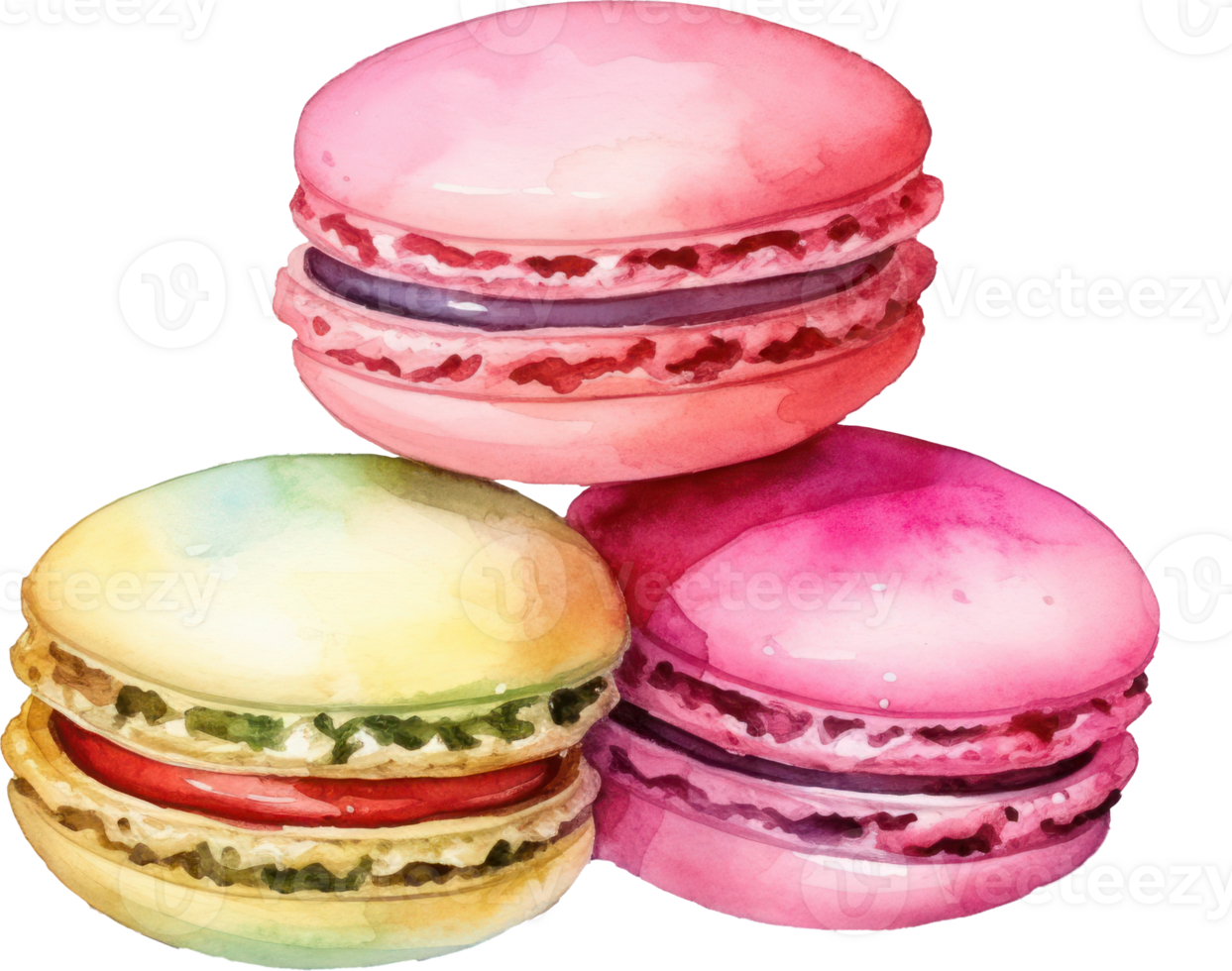 Macaron watercolor illustration. AI Generated png