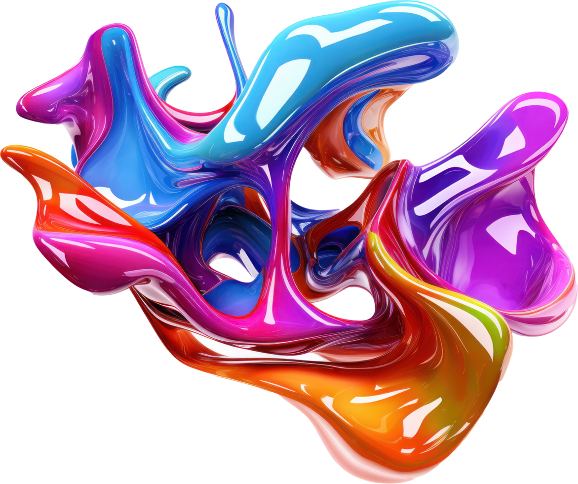 Abstract 3d colorful fluid shape. png
