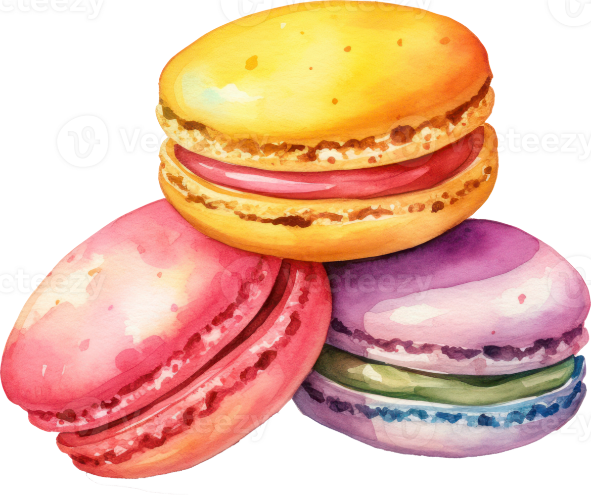 macaron acquerello illustrazione. ai generato png