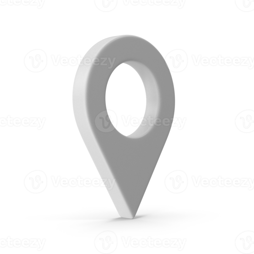 3D Map Pointer, Location Map Icon, White Texture, White location pin or