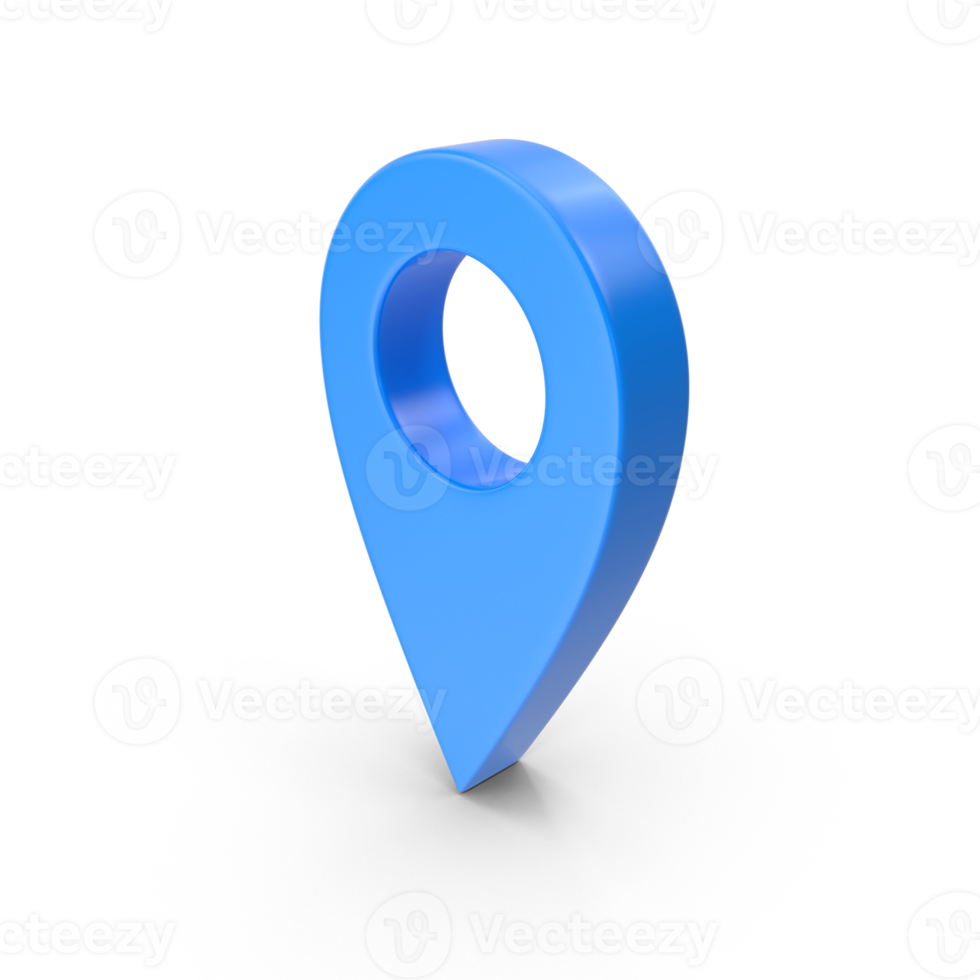 Blau Locator Kennzeichen von Karte und Ort Stift oder Navigation Symbol Zeichen auf Weiß Hintergrund mit Suche Konzept. 3d Wiedergabe. png