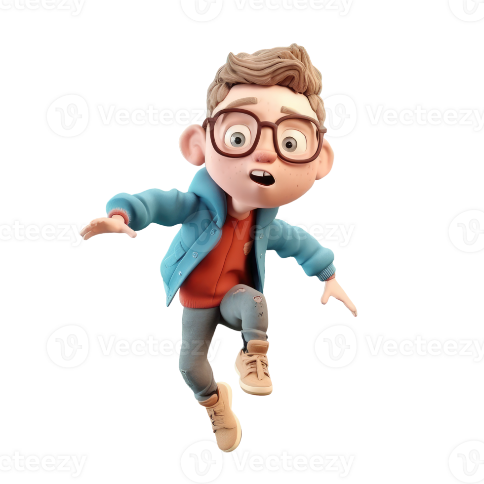 3d icon cute Young smiling Happy winning man, people jumping character illustration. Cartoon boy minimal style on Isolated Transparent png background. Generative ai