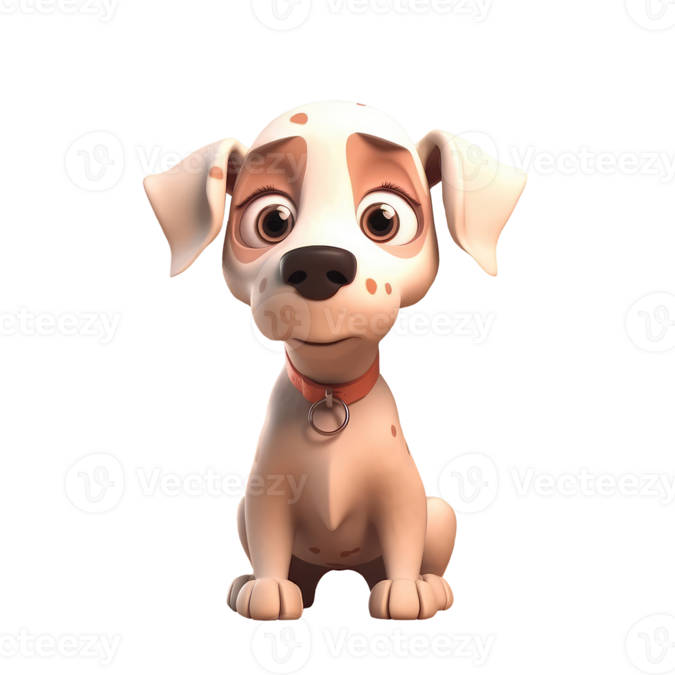 3d icon cute happy funny dog Illustration of character Cartoon pet minimal style on Isolated Transparent png background. Generative ai