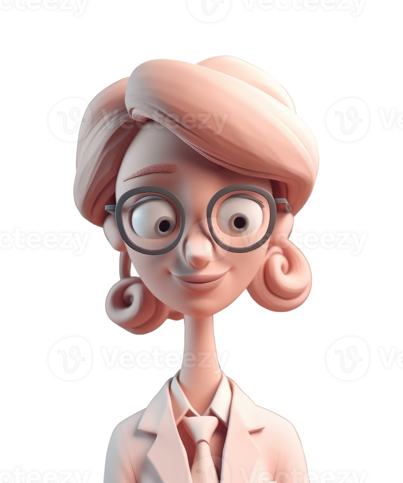 3D icon avatar woman illustration of smiling happy girl. Cartoon close up portrait people of standing teenager on isolated on transparent png background. Generative ai