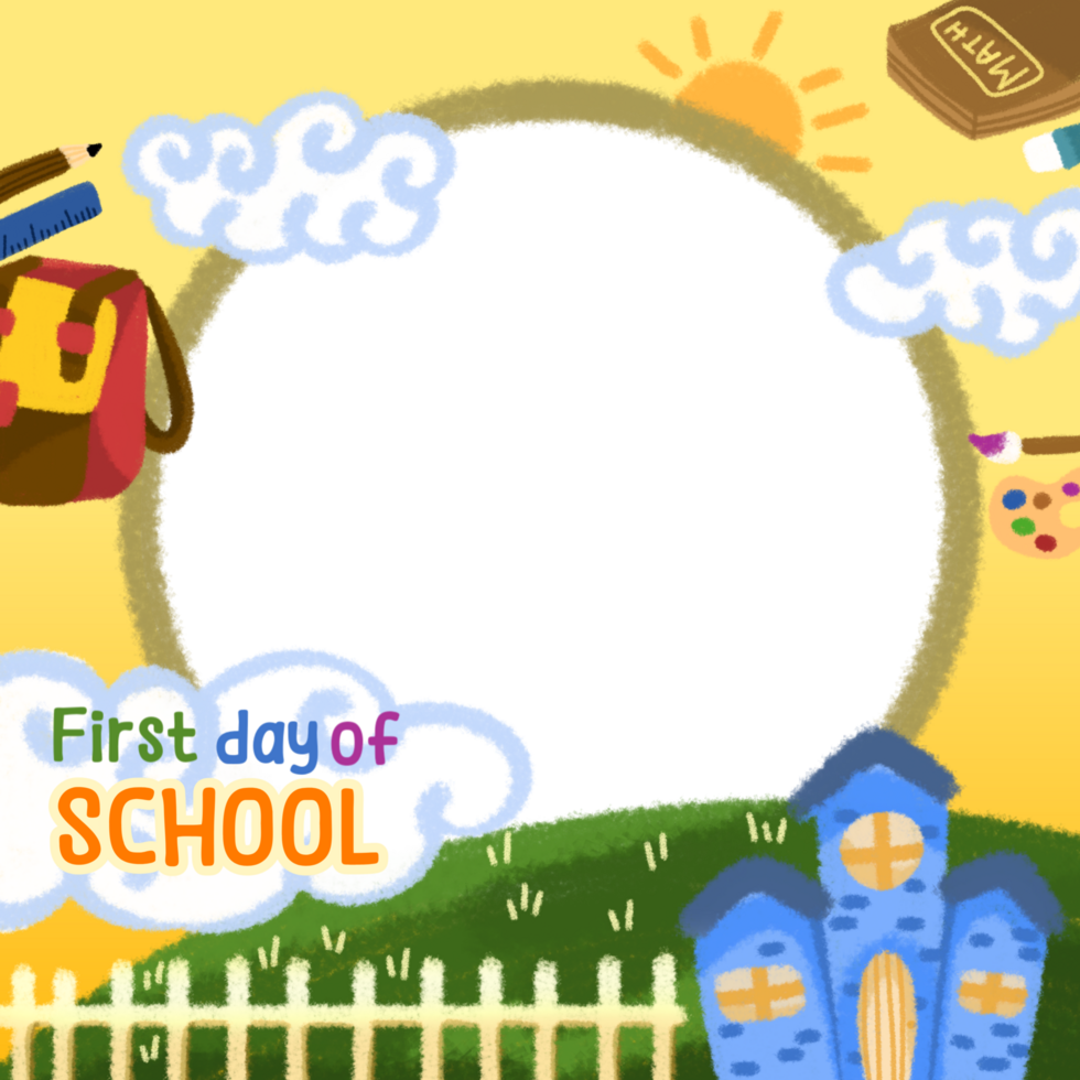 First Day of School Twibbon Yellow Background png