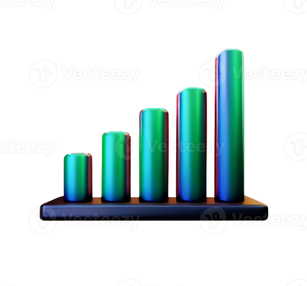 stock graph chart business arrow market increase success money profit plastic 3D icon png