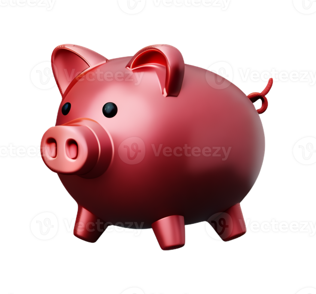 piggy bank pink pig coin deposit save symbol economy wealth income plastic 3D icon ai generated png