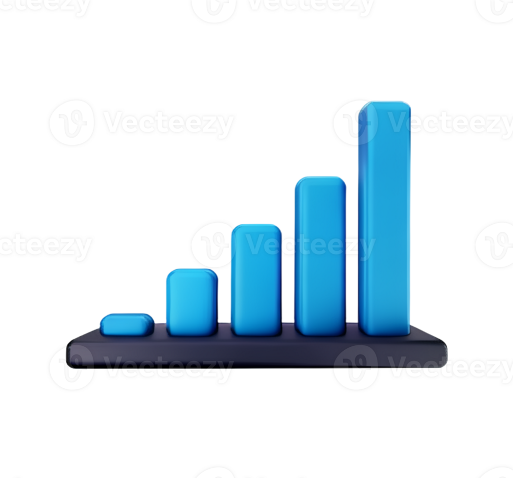 stock graph chart business arrow market increase success money profit plastic 3D icon png