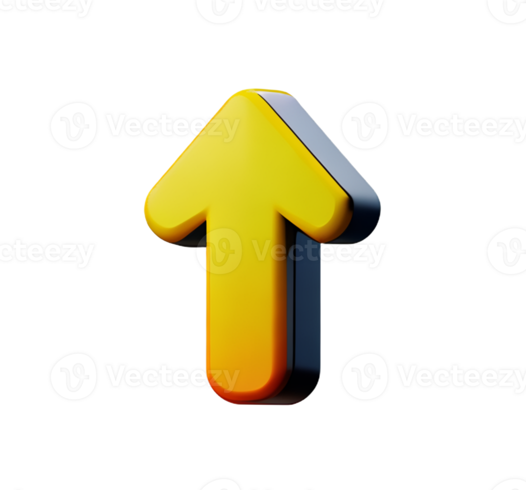arrow up orange design direction business symbol growth forward pointer plastic 3D icon png