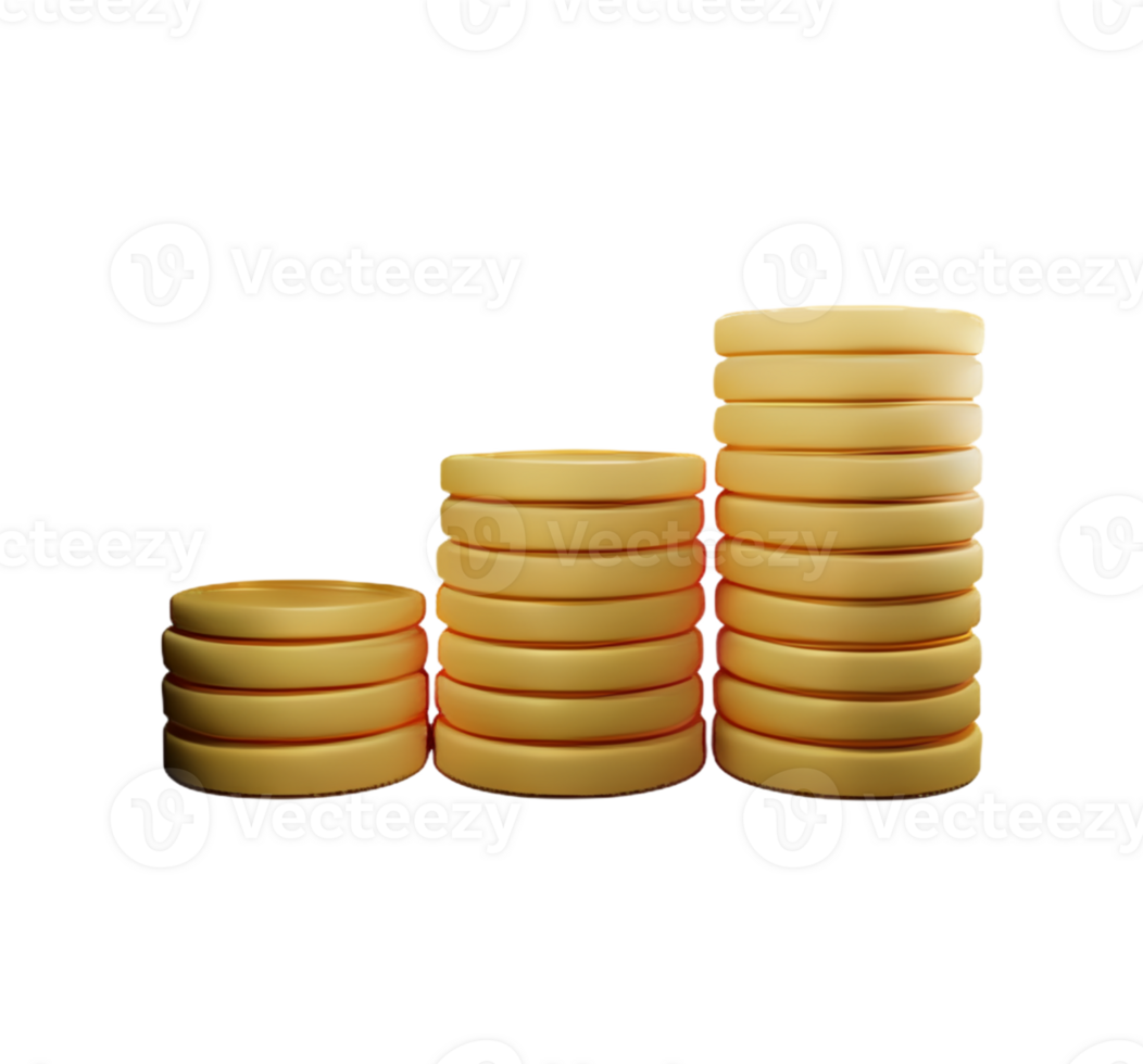 coins money finance business cash currency gold market savings stack plastic 3D icon png
