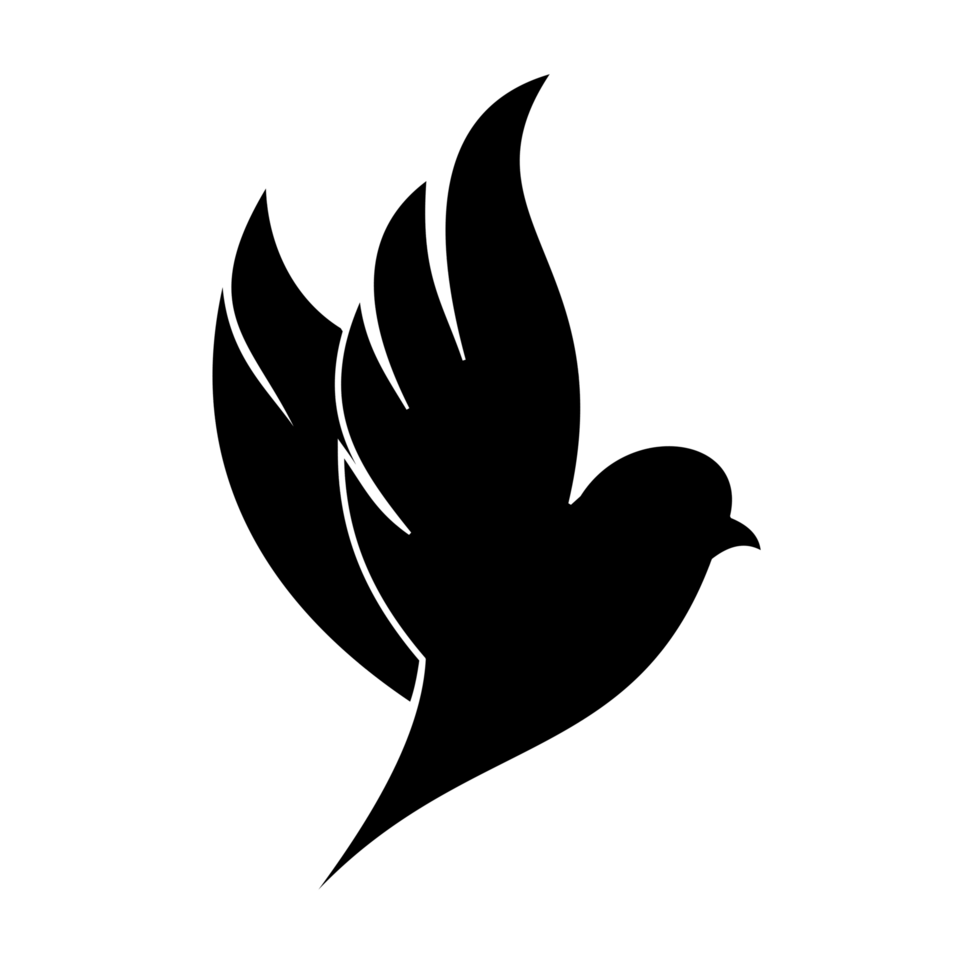 Silhouette of a bird flapping its wings png