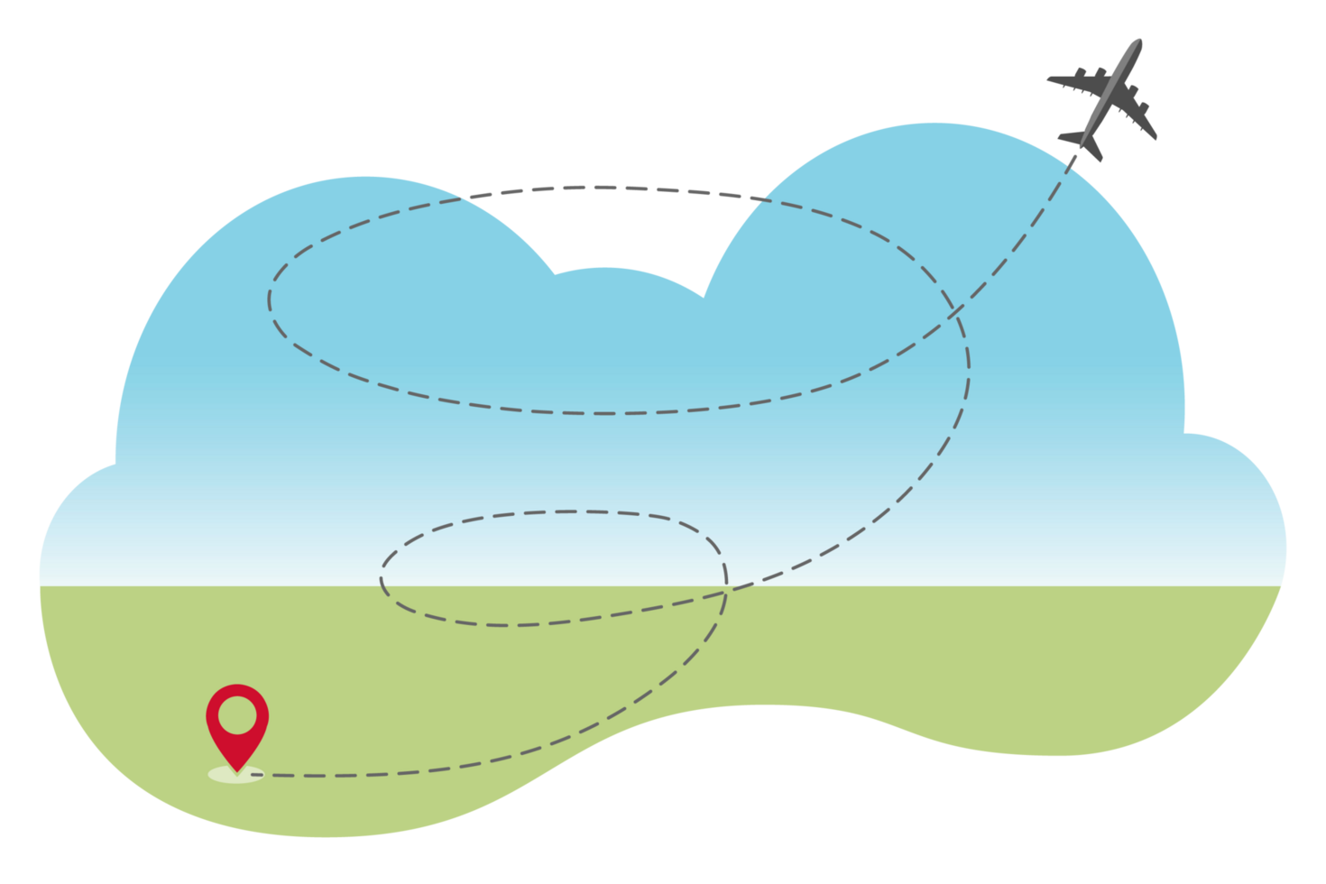 Flugzeug Strecken. Reise Symbol. Reise von Start Punkt und gepunktet Linie Verfolgung. Flugzeug nehmen aus von Ort zu das Himmel png