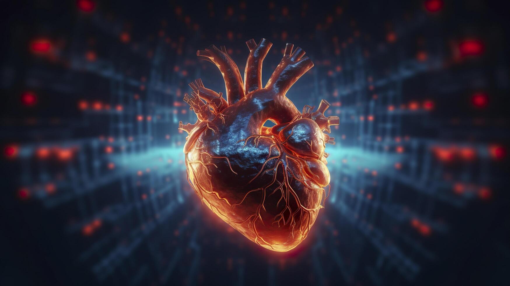 Human heart with cardiogram for medical heart health care background, photo