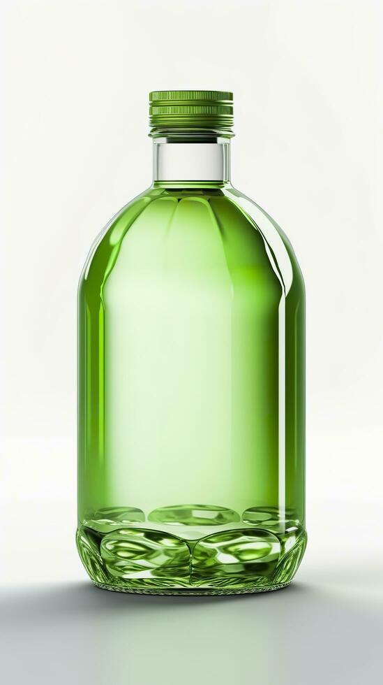 Jelly green, 3D rendering, solid color bottle. AI Generative photo