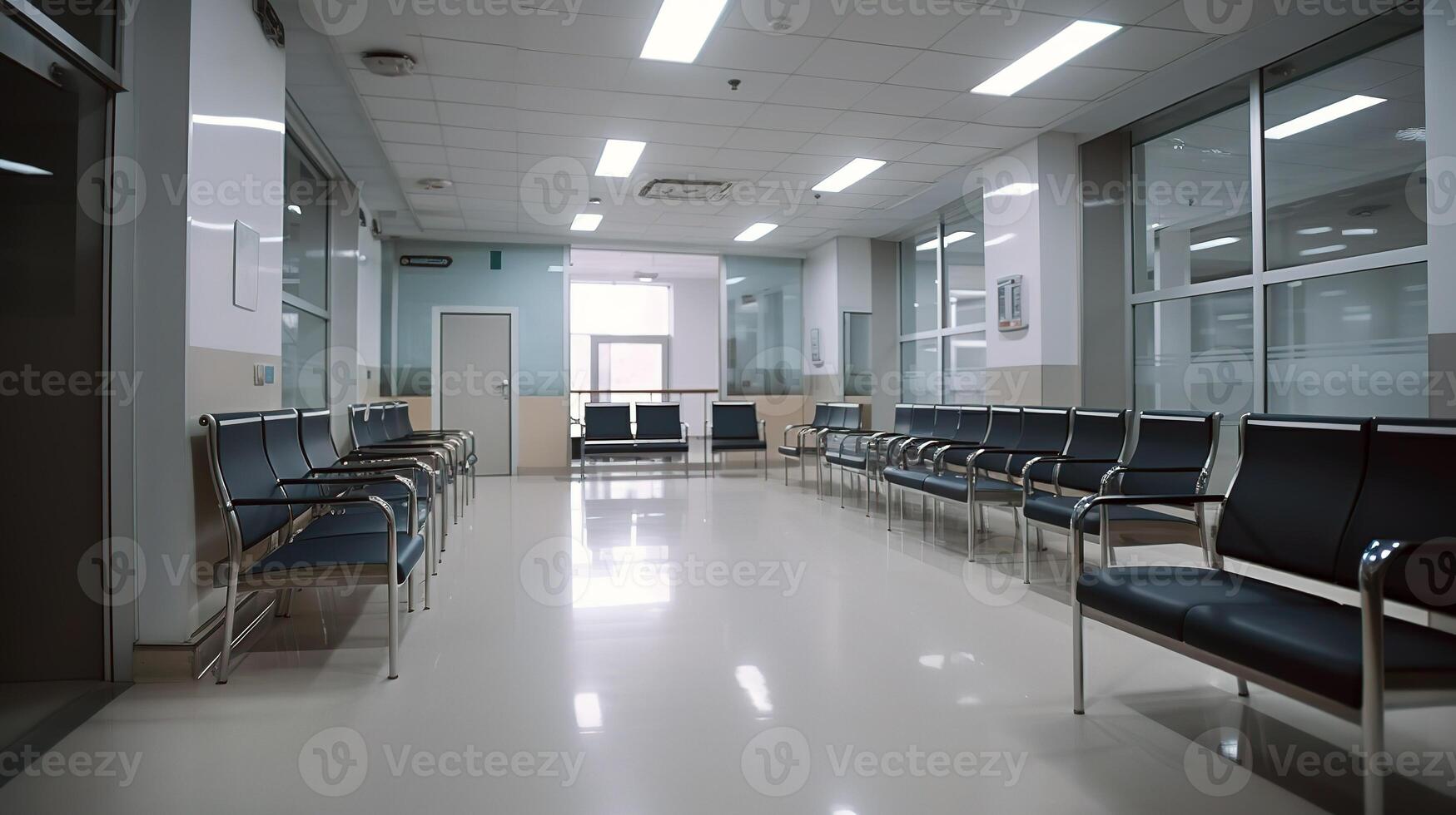Empty modern waiting room in a hospital. . photo