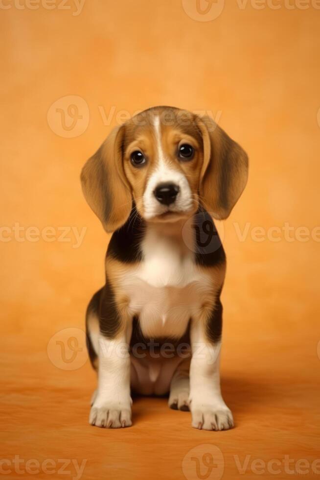 Very cute puppy Beagle in nature, national geography, Wide life animals. AI Generated. photo