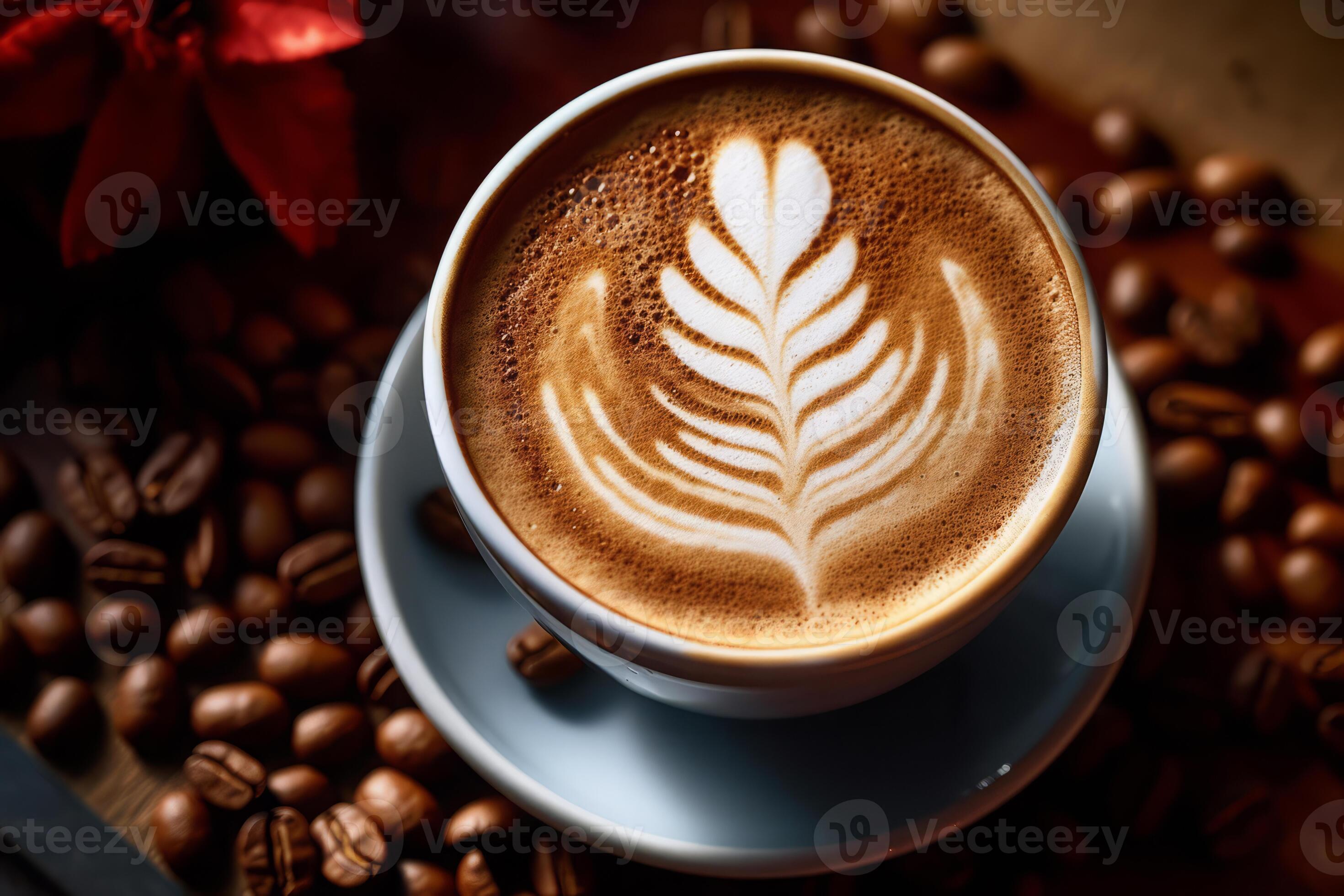 closeup top view of ingredients Caffe latte, Coffee. AI Generated