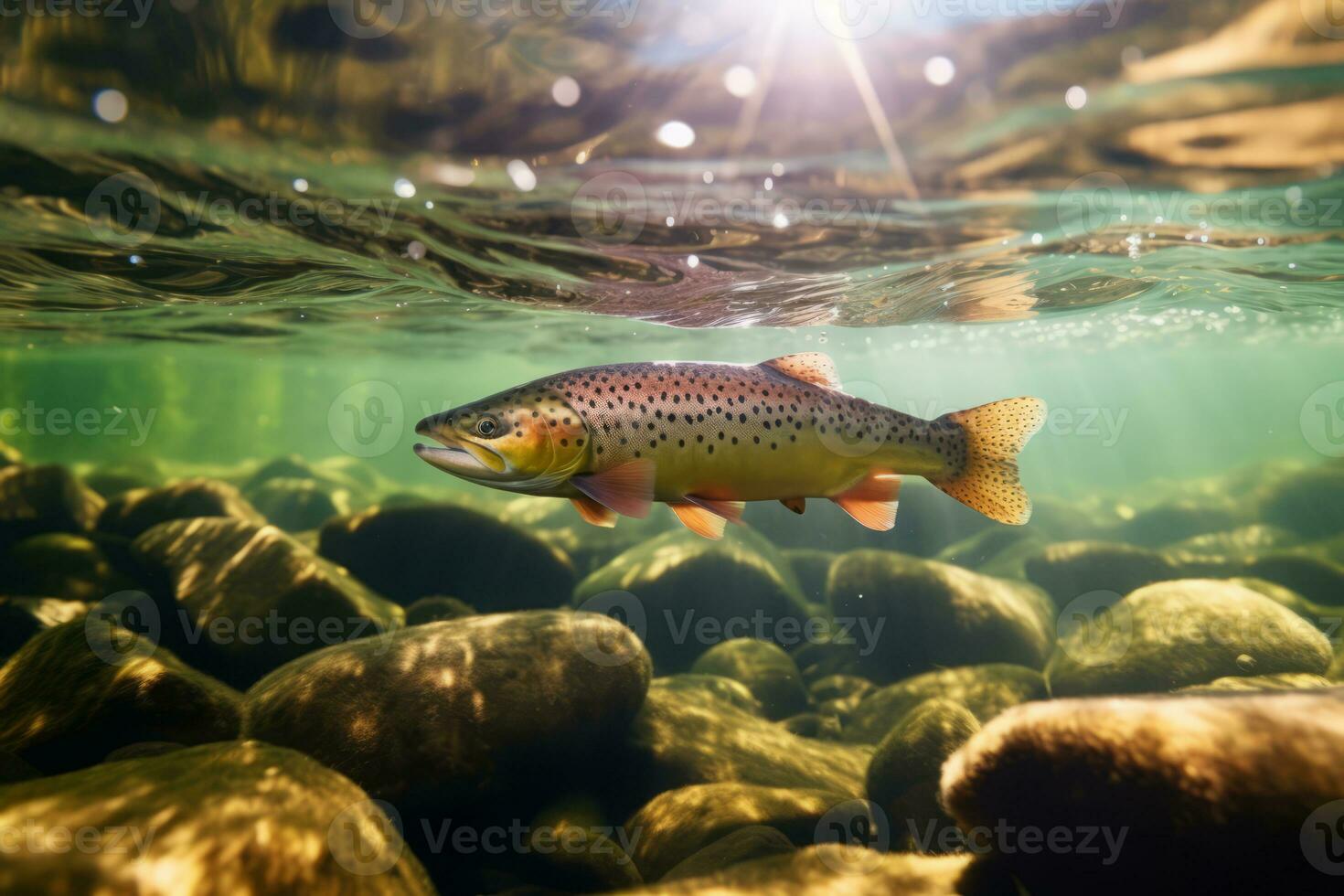 Trout in nature, national geography, Wide life animals. AI Generated. photo