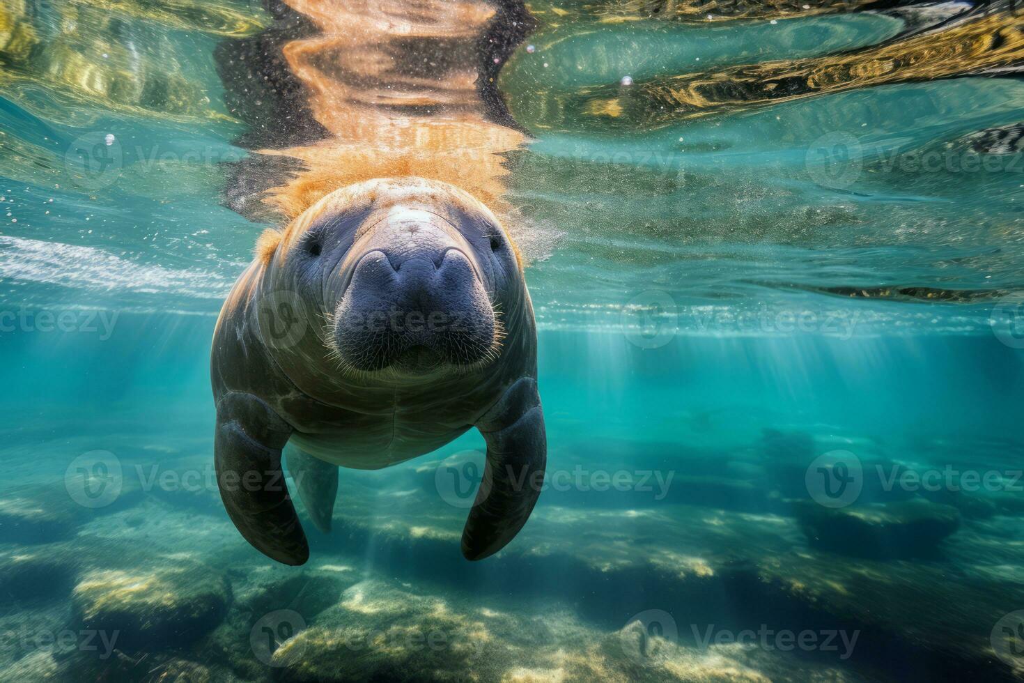 Manatee in nature, national geography, Wide life animals. AI Generated. photo