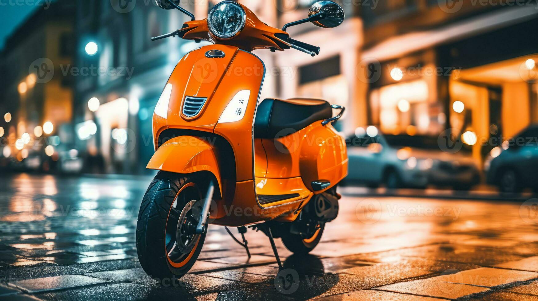 Electric scooter of a beautiful Transportation with futuristic design. AI Generated. photo