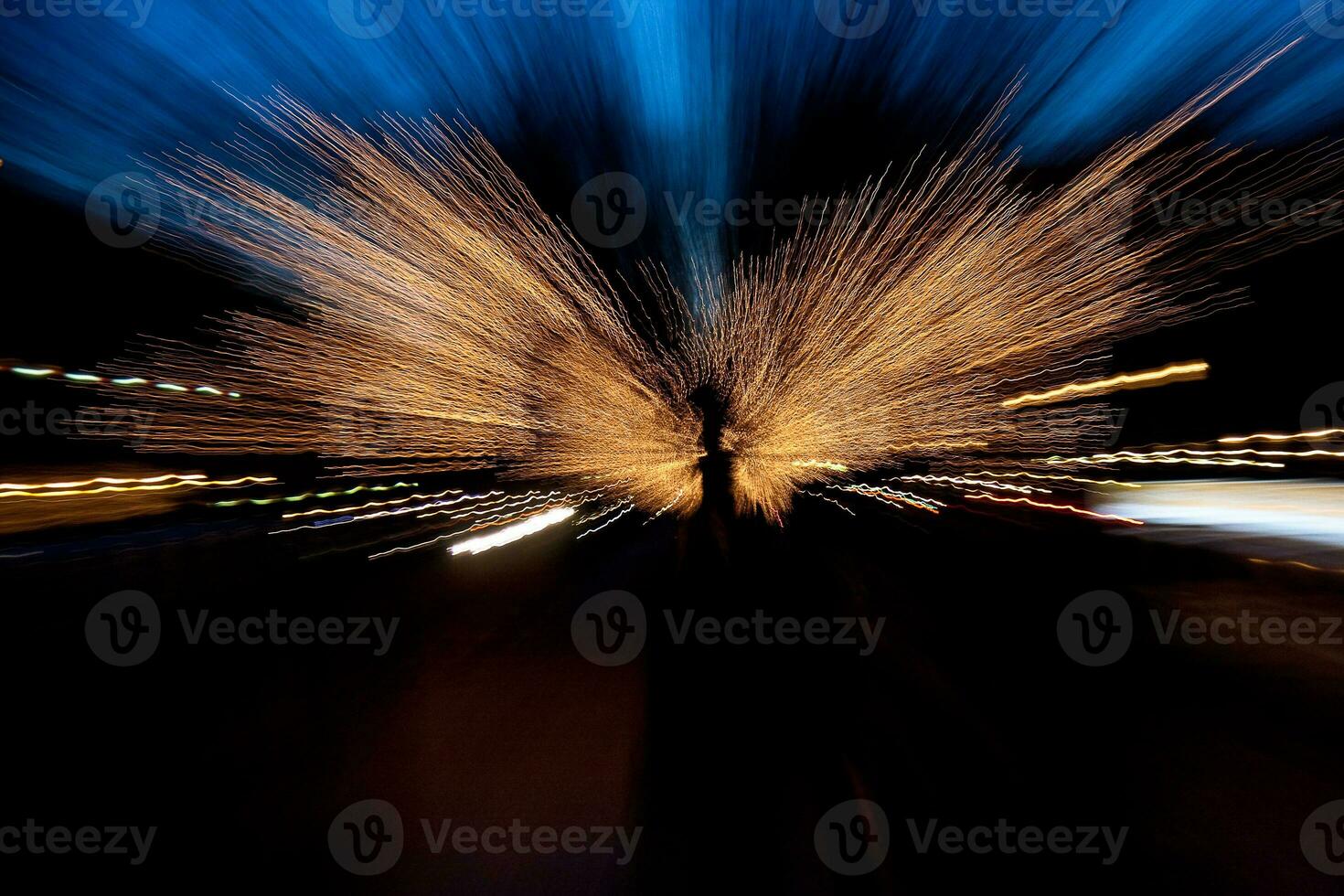 Abstract, photo of motion blur of colorful lights at night