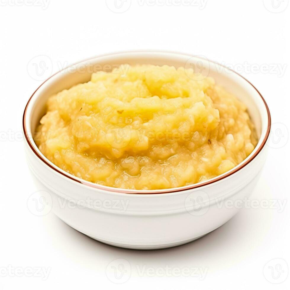 Millet Porridge cooked side view isolated on white background photo