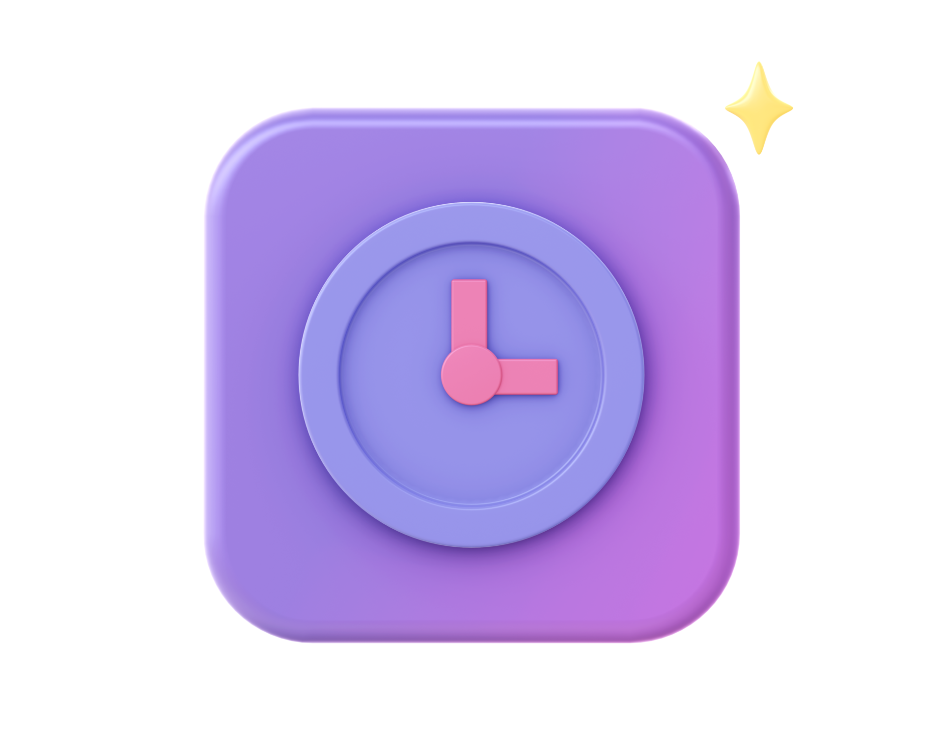 3d render of purple clock time icon for UI UX web mobile apps social