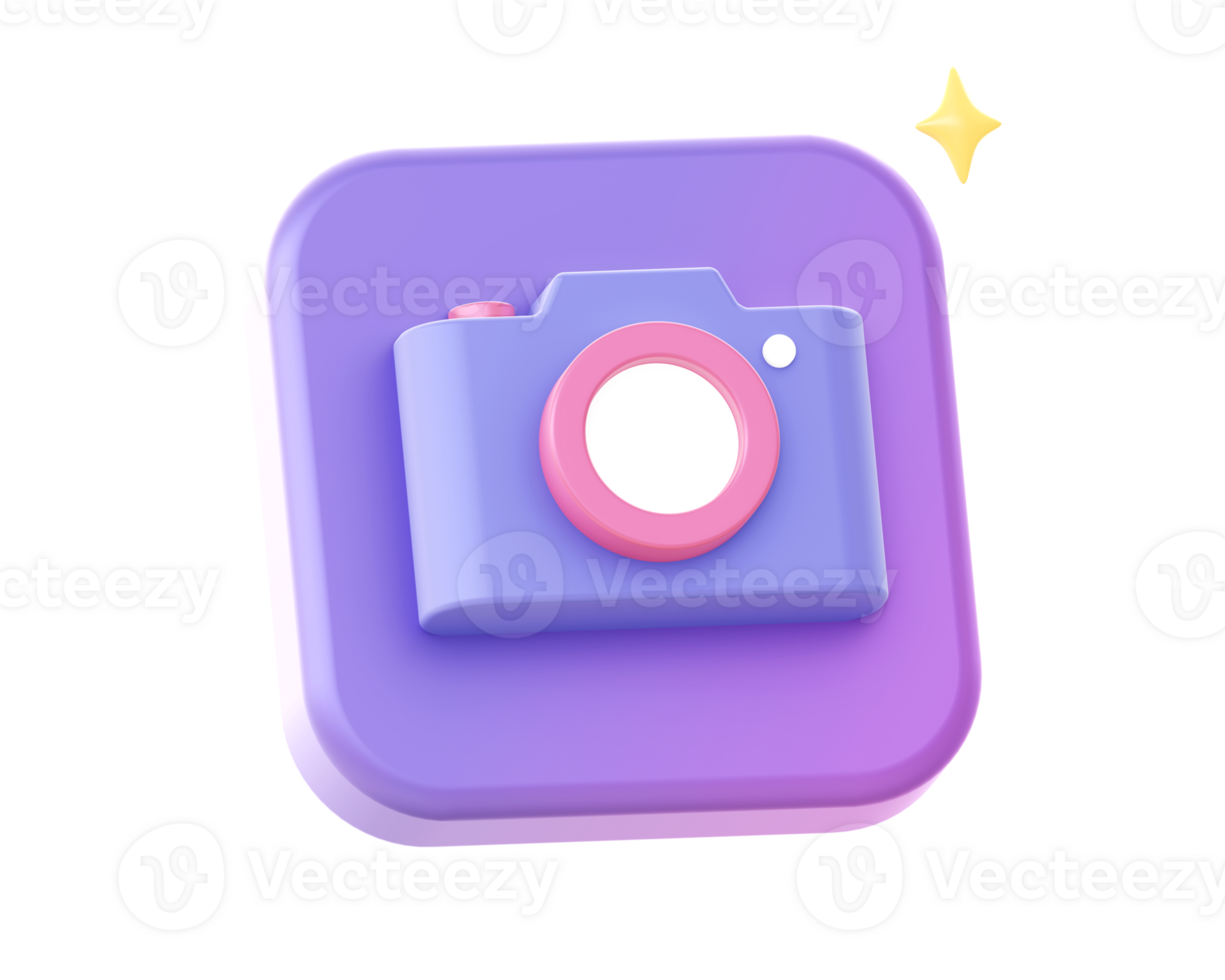 3d render of purple camera side icon for UI UX web mobile apps social media ads design png