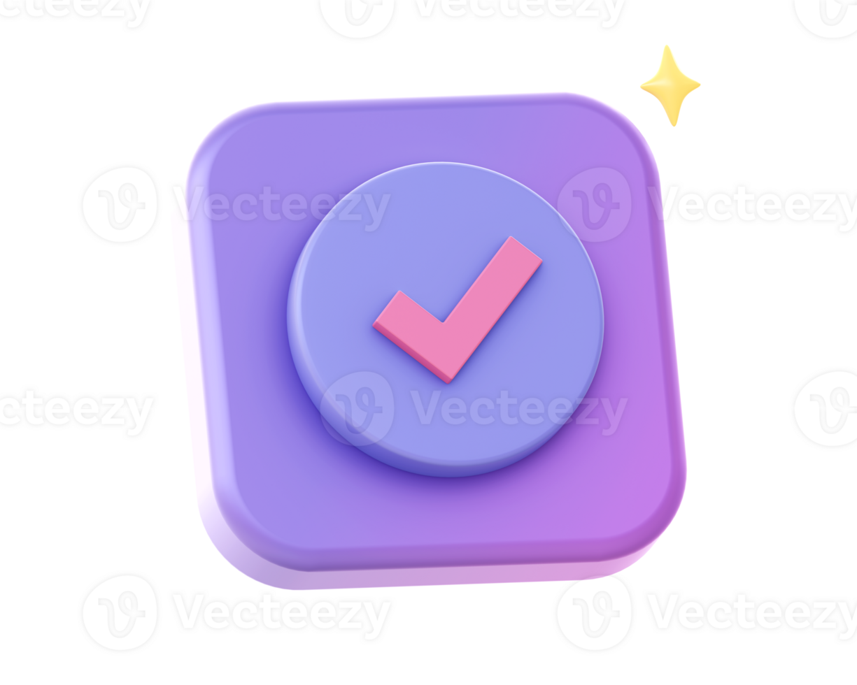 3d render of purple circle with checklist side icon for UI UX web mobile apps social media ads design png