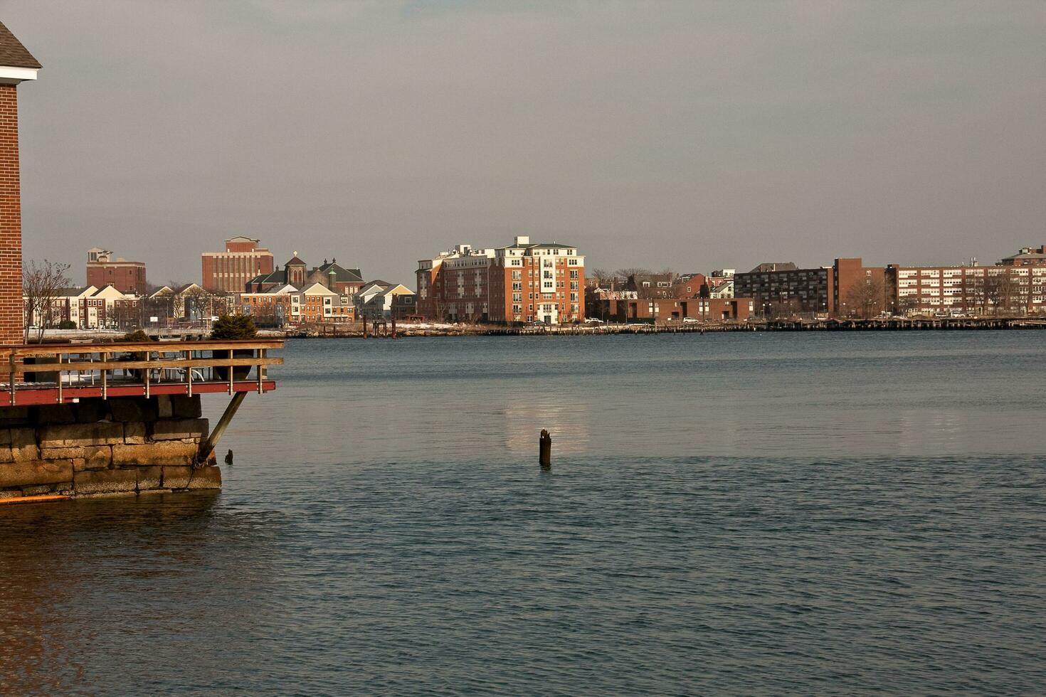 Boston, MA, USA January 10 2010 View of homes from across the Boston Harbor photo