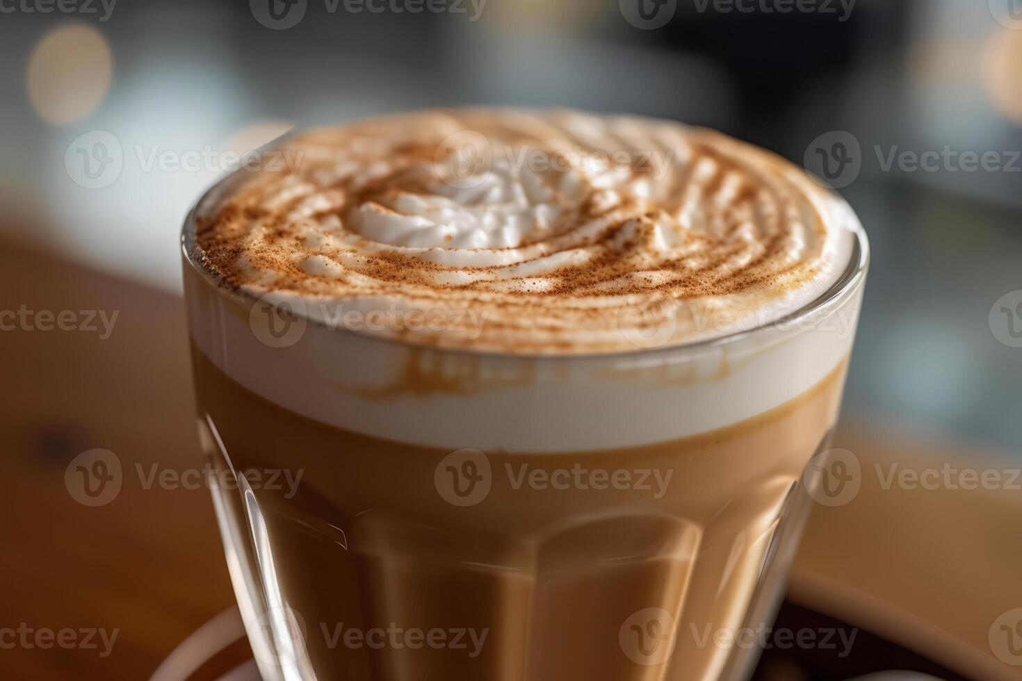Close-up Caffe latte, Coffee. . photo